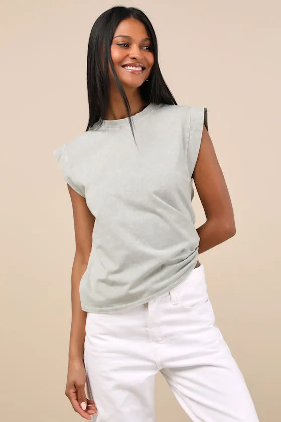 Quilo Washed Sage Short Sleeve Tee sold by Lulus