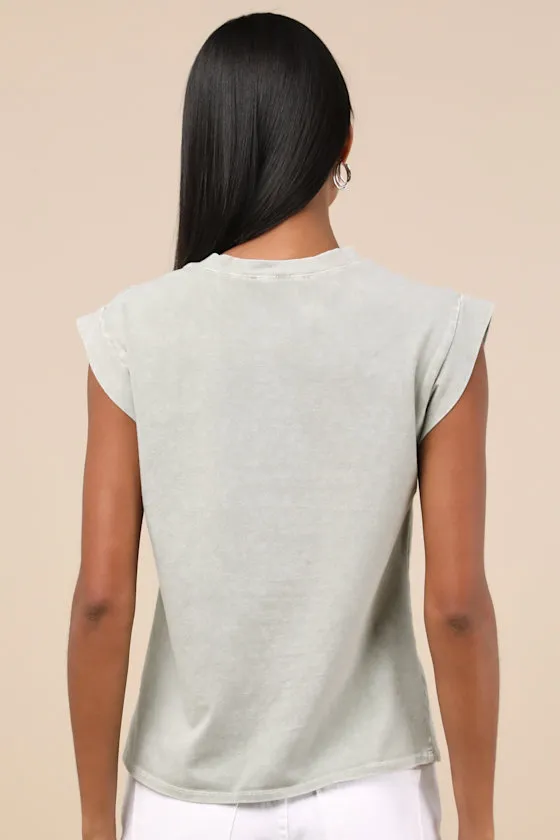 Quilo Washed Sage Short Sleeve Tee sold by Lulus product image thumbnail 2
