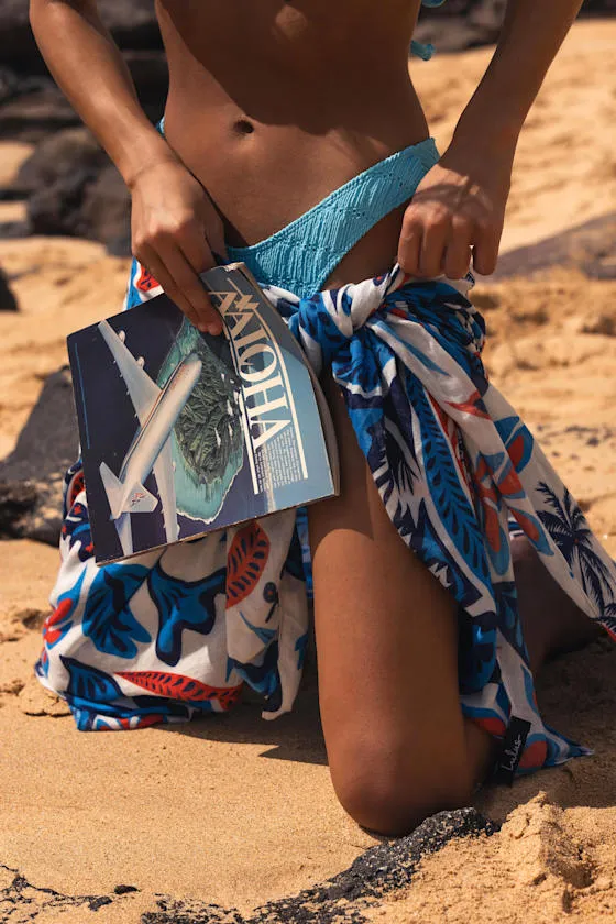 Tali Blue Tropical Print Cover-Up Sarong Scarf sold by Lulus product image thumbnail 3