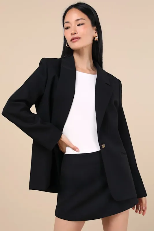 Maita Black Linen Oversized Blazer sold by Lulus