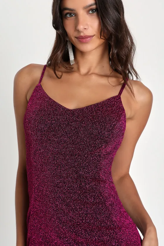 Vamped Up Magenta Sparkly Sleeveless Mini Dress sold by Lulus product image thumbnail 3