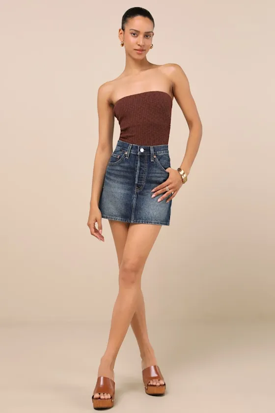 Lautaro Brown Ribbed Strapless Crop Top sold by Lulus product image thumbnail 3