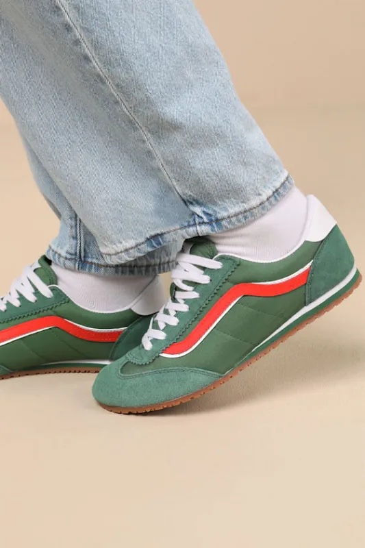 Super Lowpro Fairway Green Suede Leather Sneakers sold by Lulus