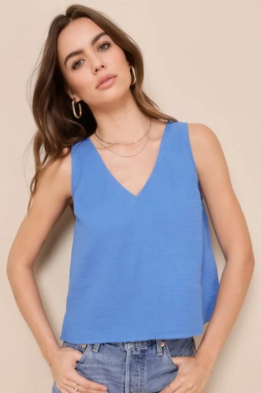 Summer Spirit Blue Cotton Tank Top sold by Lulus
