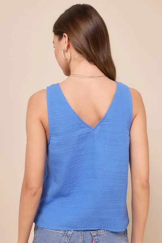 Summer Spirit Blue Cotton Tank Top sold by Lulus product image thumbnail 3