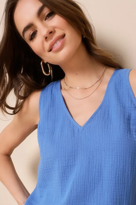 Summer Spirit Blue Cotton Tank Top sold by Lulus product image thumbnail 4