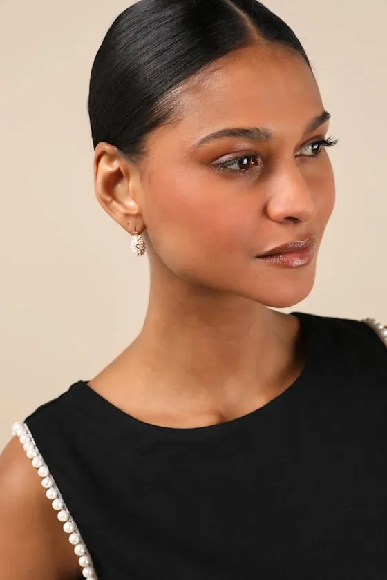 Eliel Gold Pearl Chunky Mini Hoops sold by Lulus product image thumbnail 3