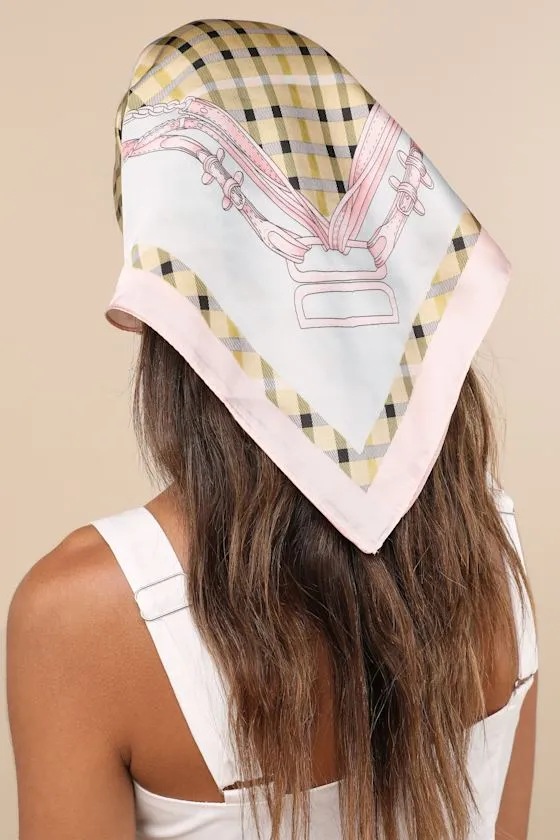 Marleena Yellow Multi Plaid Satin Scarf sold by Lulus product image thumbnail 2