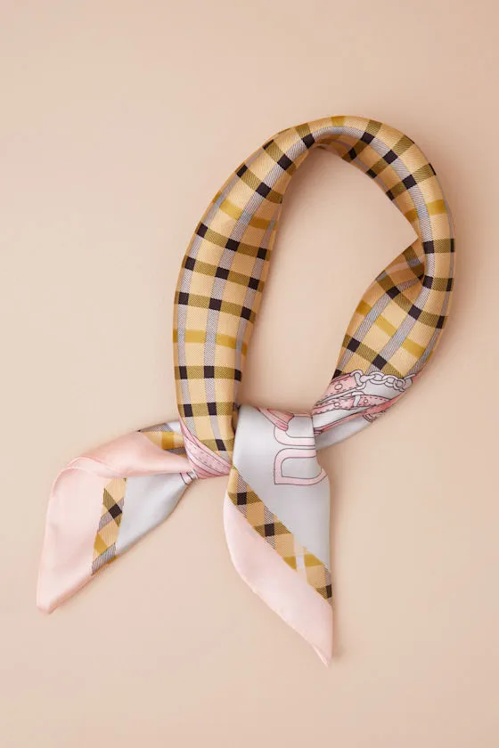 Marleena Yellow Multi Plaid Satin Scarf sold by Lulus product image thumbnail 4