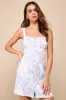 Ready to Flirt Blue Floral Embossed Button-Front Mini Dress sold by Lulus