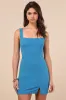 Social Sensation Blue Square Neck Mini Bodycon Dress sold by Lulus