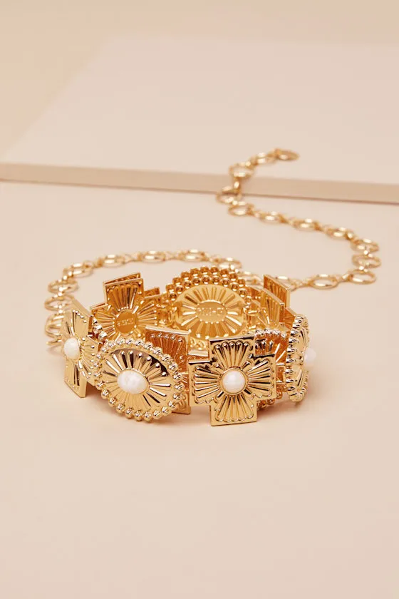 Adabelle Gold Etched Concho Belt sold by Lulus product image thumbnail 2