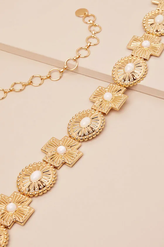 Adabelle Gold Etched Concho Belt sold by Lulus product image thumbnail 3