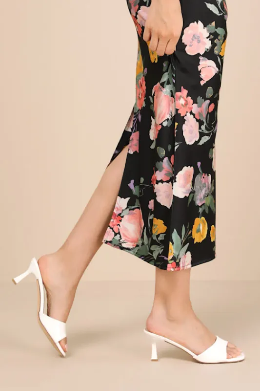Honorine White Patent High Heel Slide Sandals sold by Lulus