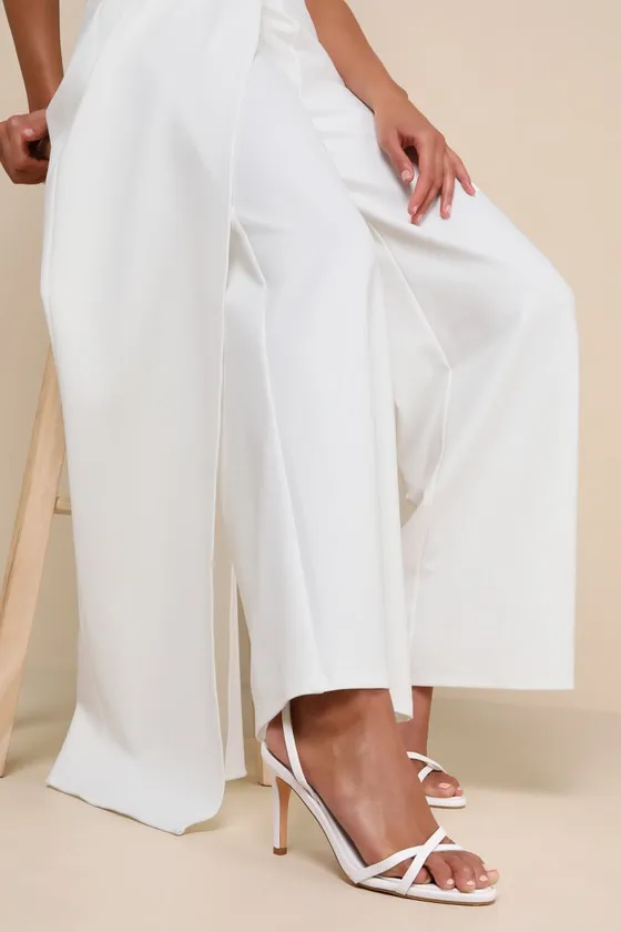 Angelic Elegance White Pleated Strapless Overlay Jumpsuit sold by Lulus product image thumbnail 4
