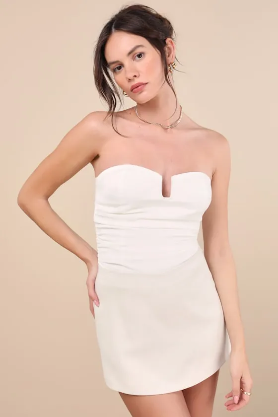 Maita Ivory Linen Mid-Rise Micro Skort sold by Lulus