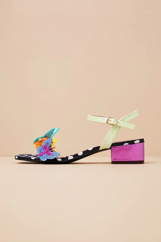 Emerry Black Multi 3D Applique Low Heel Sandals sold by Lulus product image thumbnail 3