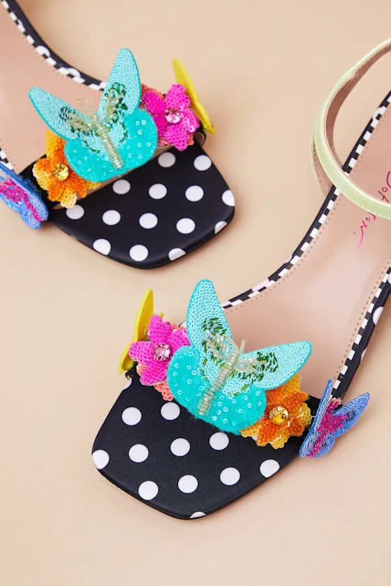 Emerry Black Multi 3D Applique Low Heel Sandals sold by Lulus product image thumbnail 4