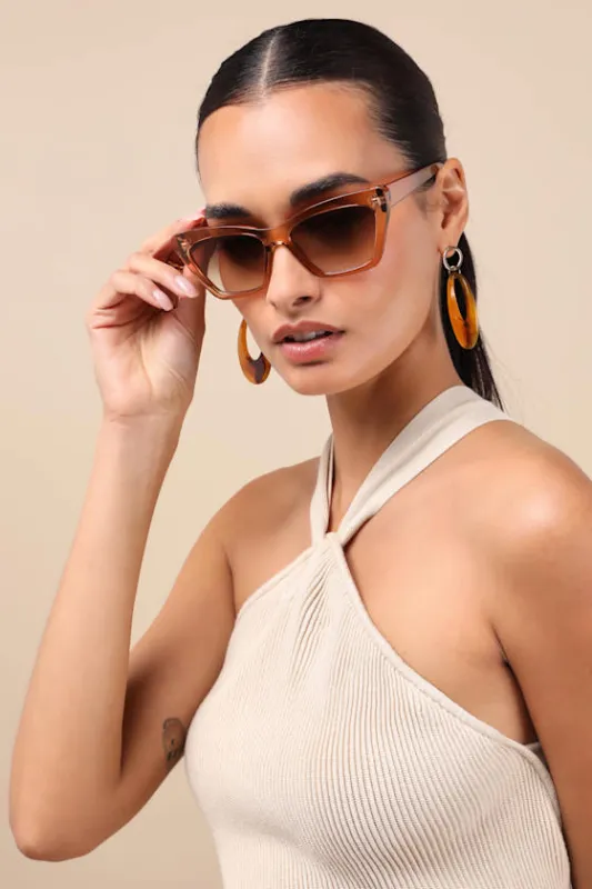 Rissy Light Brown Cat-Eye Sunglasses sold by Lulus