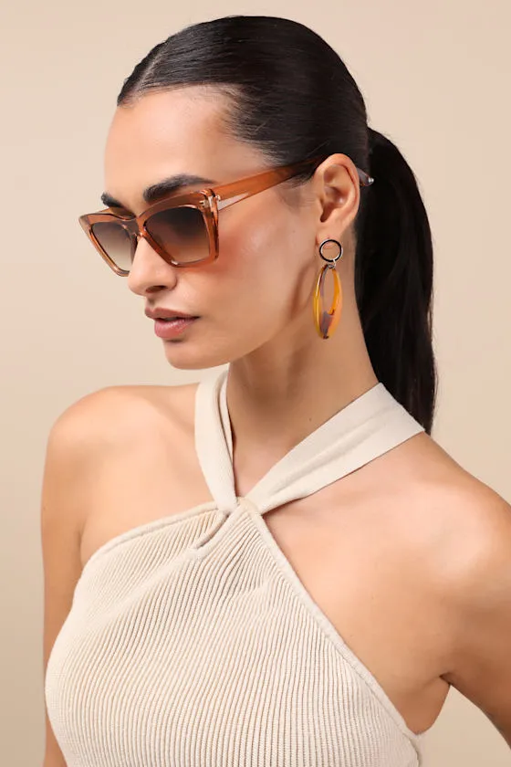 Rissy Light Brown Cat-Eye Sunglasses sold by Lulus product image thumbnail 3