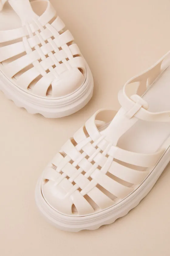 Possession Platform II Beige Jelly Strappy Buckle Sandals sold by Lulus product image thumbnail 3