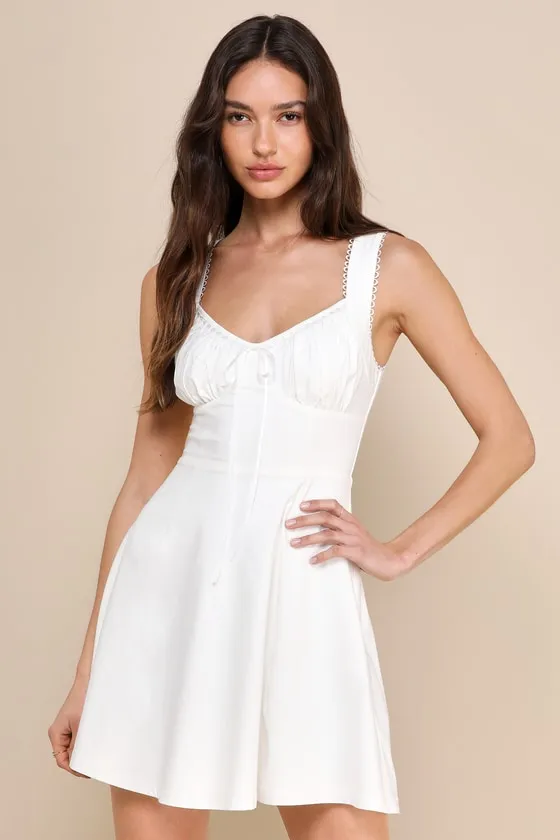 Exceptionally Loved White Bustier Skater Mini Dress sold by Lulus