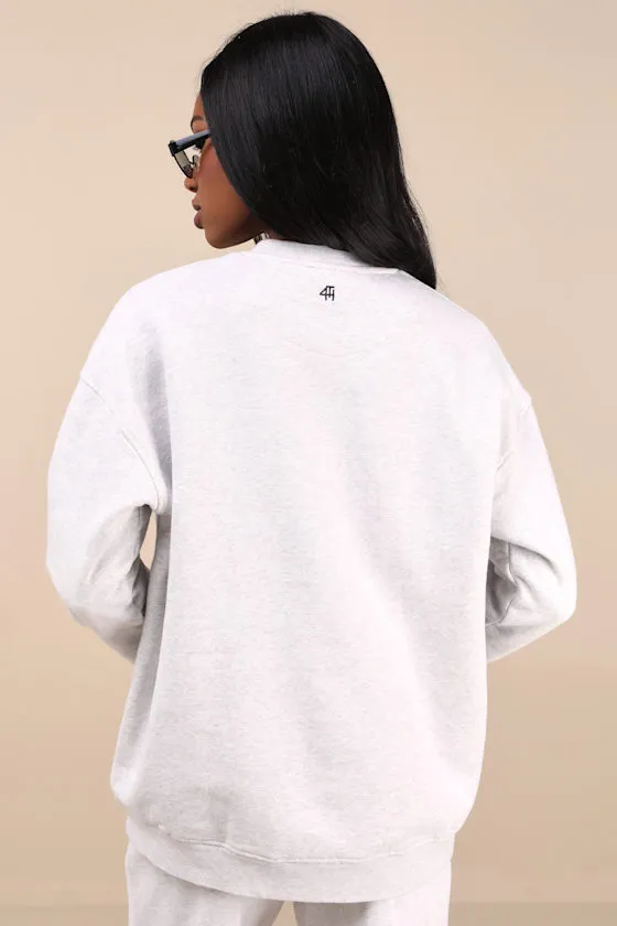 Lila Heather Grey 1990 Graphic Oversized Pullover Sweater sold by Lulus product image thumbnail 2