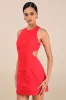 Alouette Red Linen Cutout Mini Dress sold by Lulus