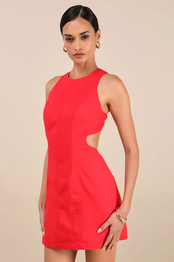 Alouette Red Linen Cutout Mini Dress sold by Lulus product image thumbnail 2