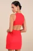 Alouette Red Linen Cutout Mini Dress sold by Lulus