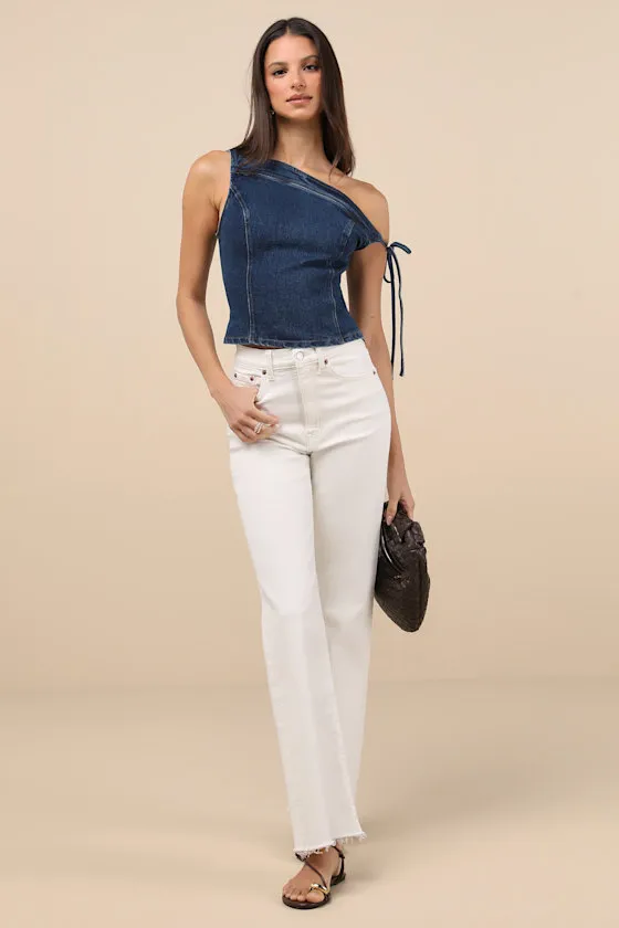 Lemi Dark Wash Off-the-Shoulder Top sold by Lulus product image thumbnail 3