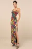 Sunniva Black Multi Print Mesh Cowl Maxi Dress sold by Lulus