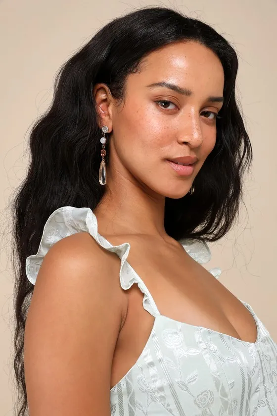 Stunning Glory Sage Green Floral Jacquard Tiered Maxi Dress sold by Lulus product image thumbnail 3