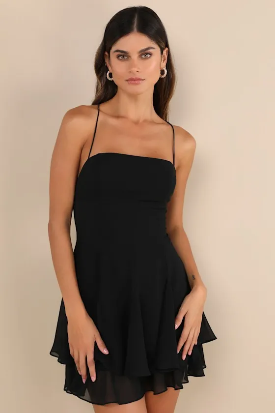 Perfected Sweetness Black Pleated Tiered Mini Dress sold by Lulus product image thumbnail 2