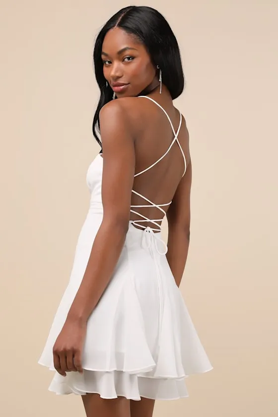 Perfected Sweetness White Pleated Tiered Mini Dress sold by Lulus product image thumbnail 2