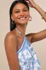 Moya Blue and White Floral Halter Romper sold by Lulus
