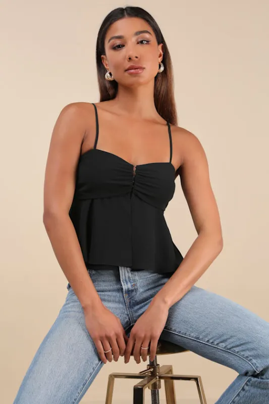 Anayah Black Tiered Cami Crop Top made by Lulus