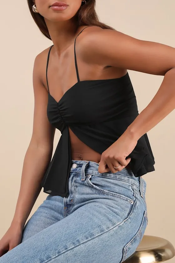 Anayah Black Tiered Cami Crop Top sold by Lulus product image thumbnail 4