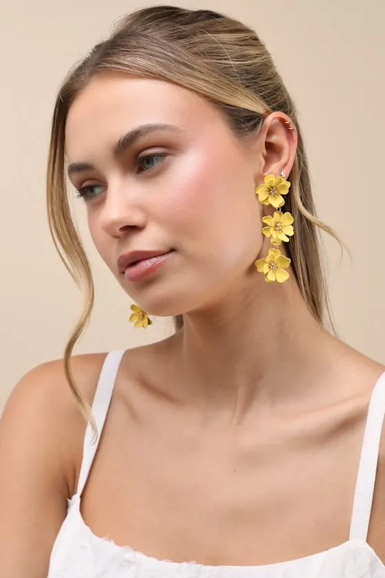 Nalla Yellow Flower Drop Earrings sold by Lulus product image thumbnail 4