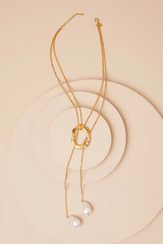Solar Gold Pearl Statement Necklace sold by Lulus product image thumbnail 2