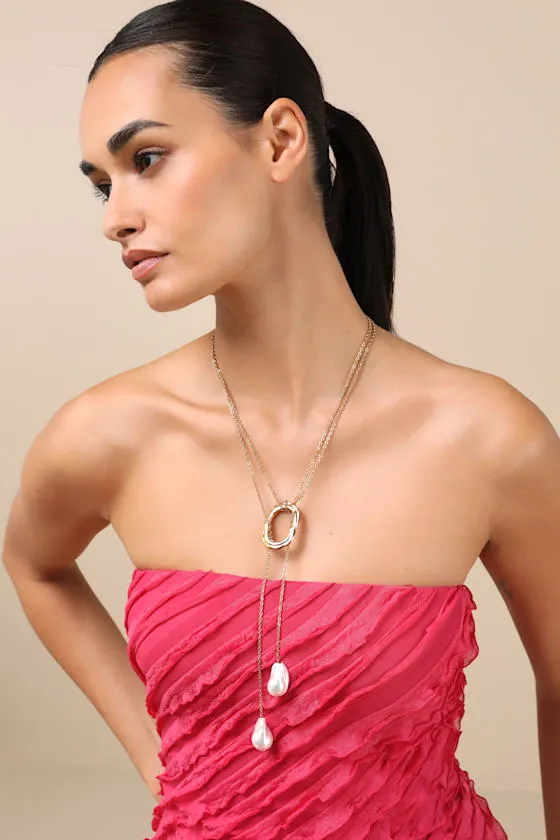 Solar Gold Pearl Statement Necklace sold by Lulus product image thumbnail 3