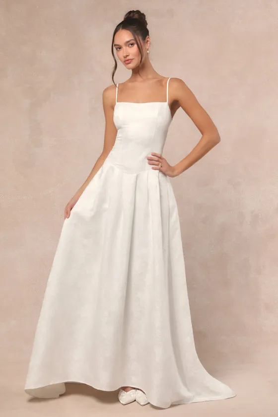 Arabella White Jacquard Basque Waist Maxi Dress sold by Lulus product image thumbnail 3