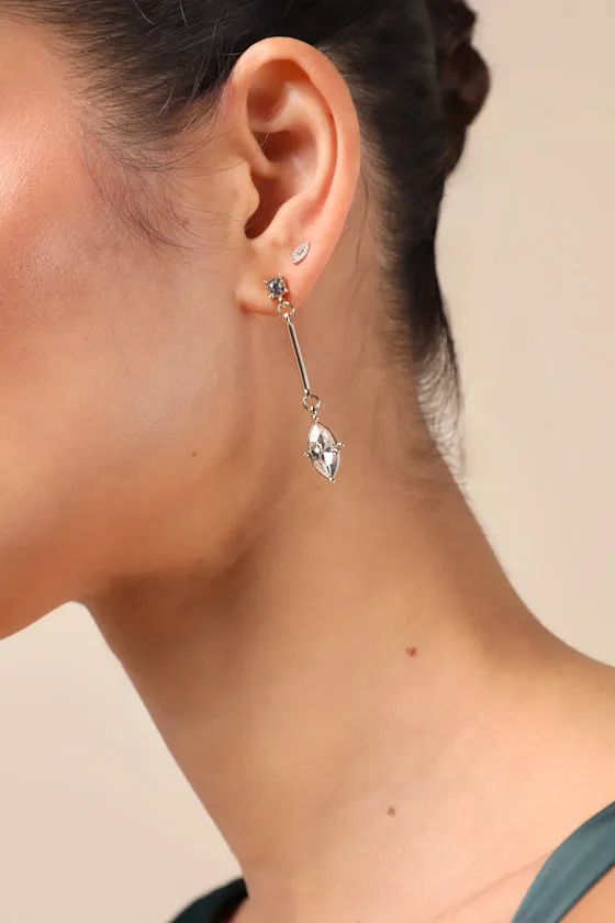 Just Dazzling Gold Rhinestone Drop Earrings sold by Lulus product image thumbnail 3