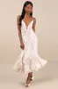 Sandi Ivory Multi Floral Tie-Front Midi Dress sold by Lulus