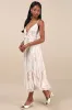 Sandi Ivory Multi Floral Tie-Front Midi Dress sold by Lulus