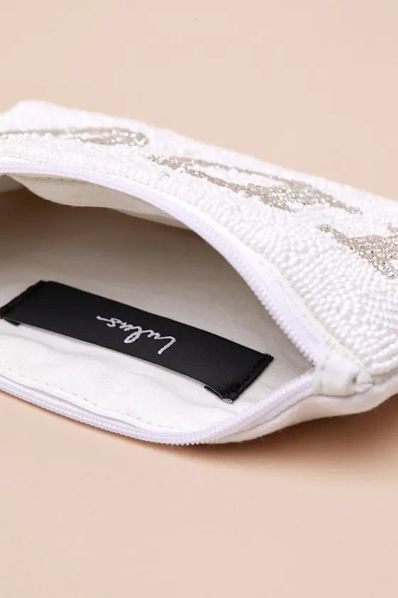 Glowing Vow White Beaded Zipper Pouch sold by Lulus product image thumbnail 3