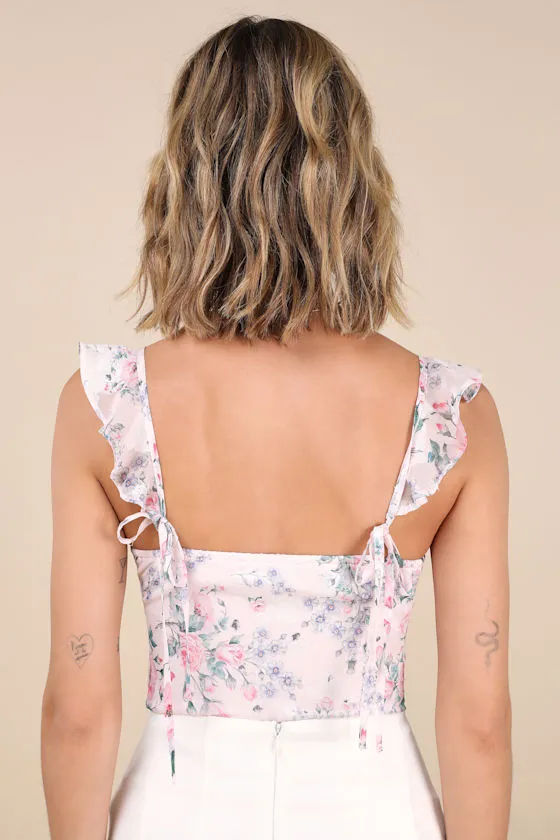 Niella Blush Floral Ruffled Bodysuit sold by Lulus product image thumbnail 2