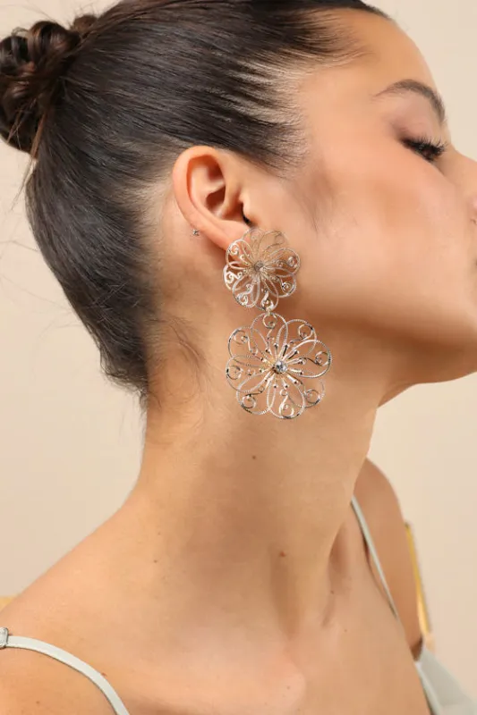 Jenise Gold Wire Flower Drop Earrings sold by Lulus