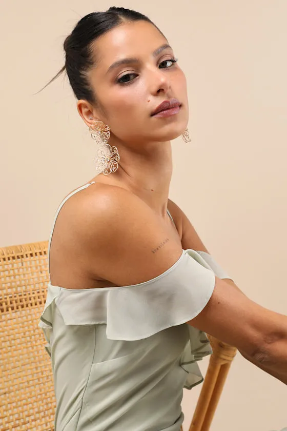 Jenise Gold Wire Flower Drop Earrings sold by Lulus product image thumbnail 3