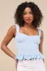 Cowen Light Blue Ribbed Knit Peplum Top sold by Lulus
